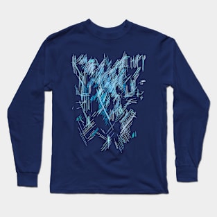 Blue Abstract Ghost Structure Long Sleeve T-Shirt